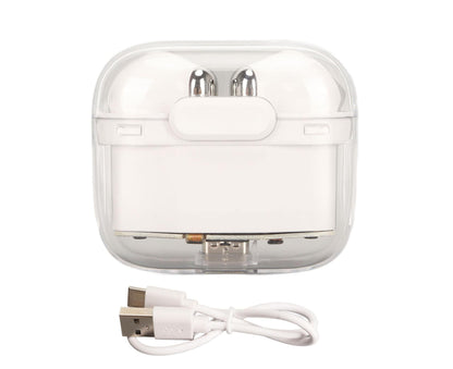 BT5.3 Translation Headset 144 Languages Instant Voice Language Translator Earphone for Business Travel Learning White