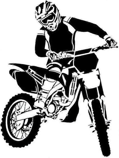 Motorbike Wall Stickers Self Adhesive Pvc Dirt Bike Wall Decal Bedroom Decor Black 58x68cm Dirt Bike Wall Sticker (black)