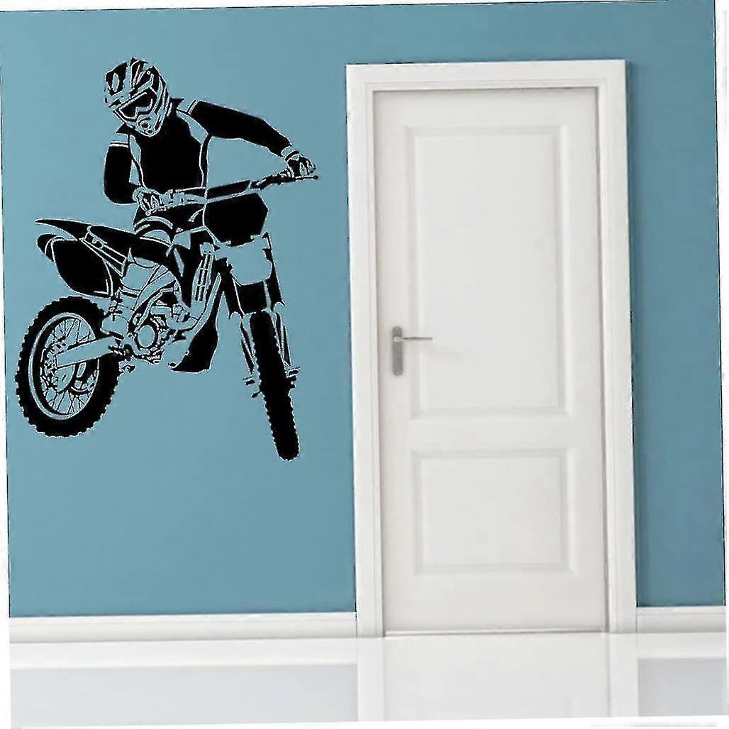 Motorbike Wall Stickers Self Adhesive Pvc Dirt Bike Wall Decal Bedroom Decor Black 58x68cm Dirt Bike Wall Sticker (black)