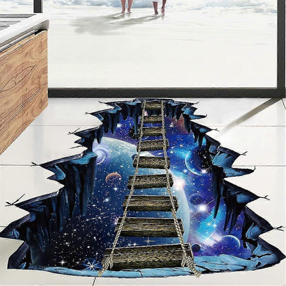 3d Floor Stickers Galaxy Wall Stickers Living Room Detachable Waterproof Diy Wall Stickers Decoration