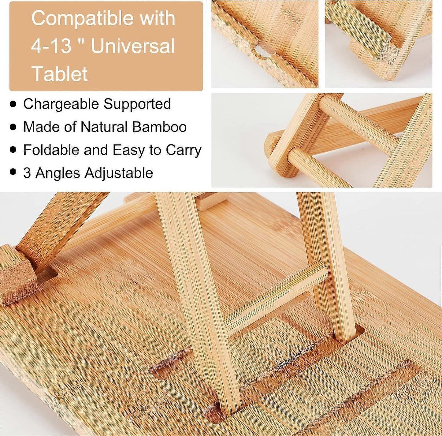 Bamboo Adjustable Foldable Tablet & Book Stand