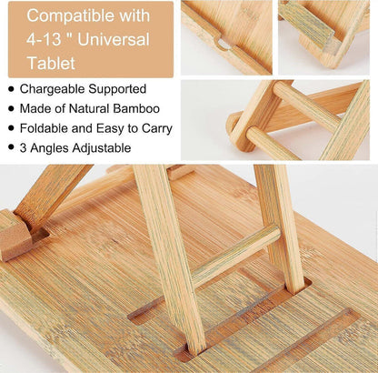 Bamboo Adjustable Foldable Tablet & Book Stand