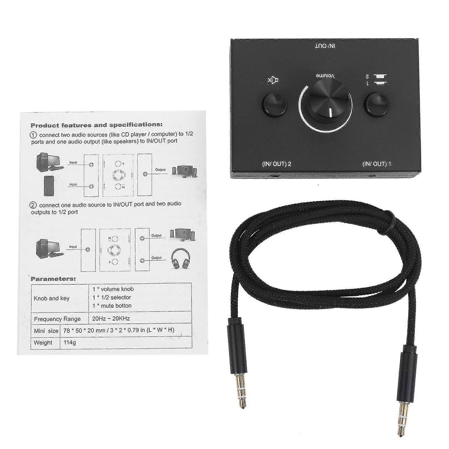 3.5mm Audio Switcher 2 In 1 Out / 1 In 2 Out