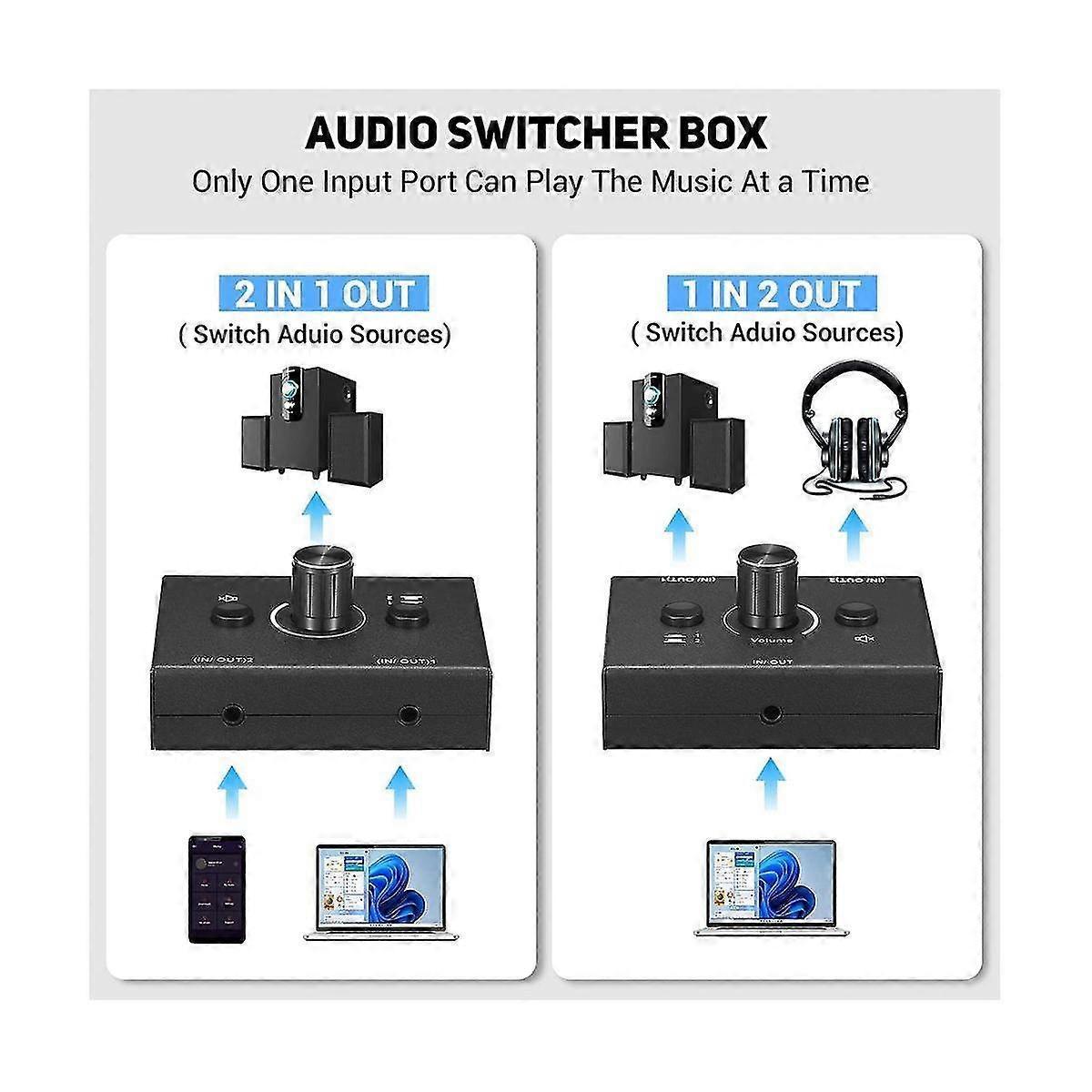 3.5mm Audio Switcher 2 In 1 Out / 1 In 2 Out