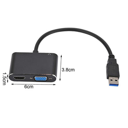 USB-C to HDMI/VGA Dual Monitor Adapter Plug & Play