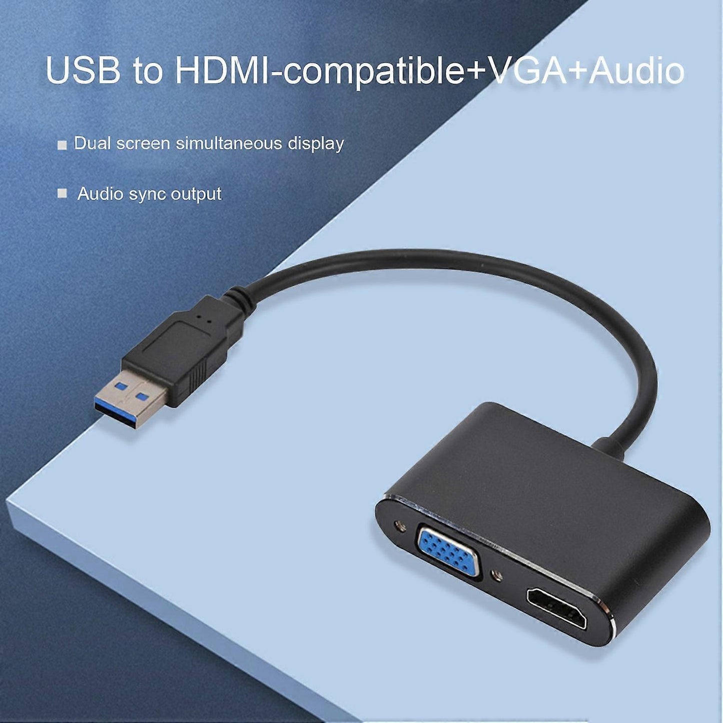 USB-C to HDMI/VGA Dual Monitor Adapter Plug & Play