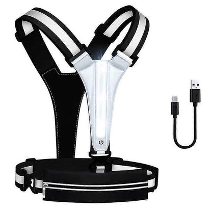 USB LED Running Vest with Belt Bag, Reflective Gear for Runners, Biking, Night Sports