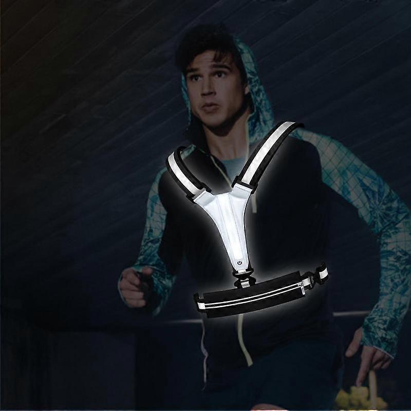 USB LED Running Vest with Belt Bag, Reflective Gear for Runners, Biking, Night Sports