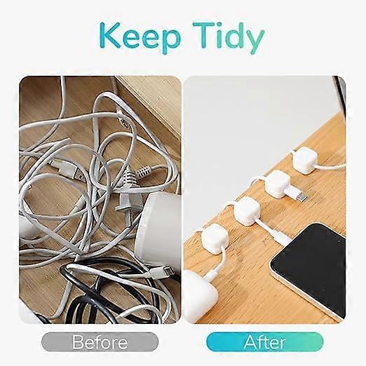 6-Pack White grip Cable Clips Desk Cord Organizer Self-Adhesive Cable Holder