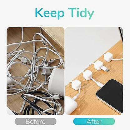 6-Pack White grip Cable Clips Desk Cord Organizer Self-Adhesive Cable Holder