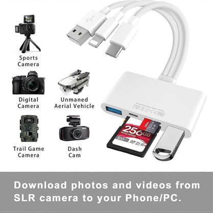 5-in-1 USB OTG Memory Card Reader Adapter, SD TF Card Reader Combo
