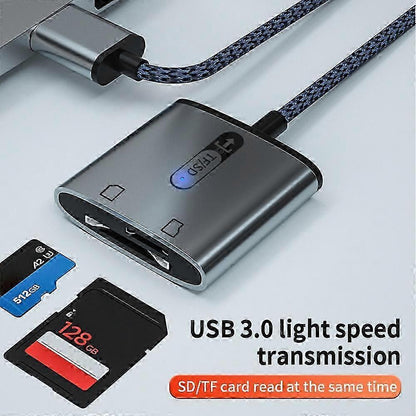 USB 3.0 to TF SD Card Reader, High-Speed Aluminum Alloy Memory Card Adapter
