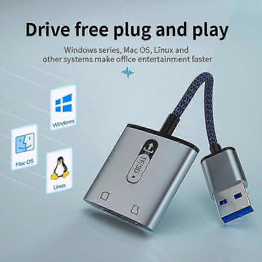 USB 3.0 to TF SD Card Reader, High-Speed Aluminum Alloy Memory Card Adapter