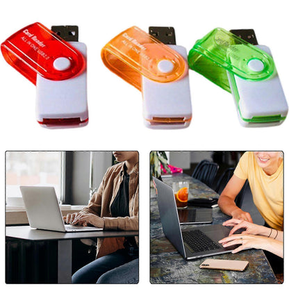 4-in-1 TF/MS Card Reader, USB Adapter for Phone and Computer Simultaneous Reading