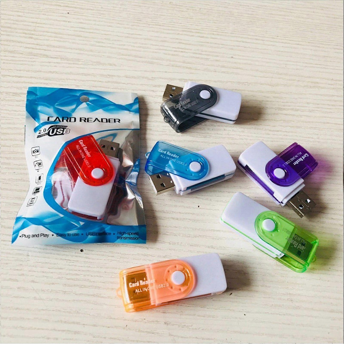 4-in-1 TF/MS Card Reader, USB Adapter for Phone and Computer Simultaneous Reading