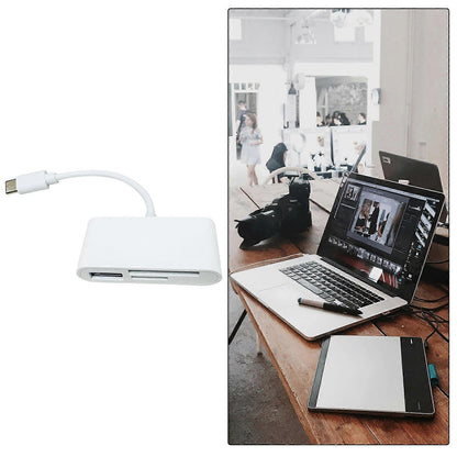 USB-C 3-in-1 Memory Card Reader Adapter for TF Card, Compatible with Phone & Laptop