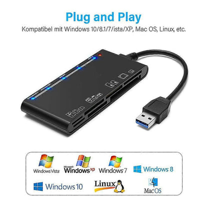 7-in-1 Mobile Phone Card Reader, TF SD Adapter for Data Storage and Transfer