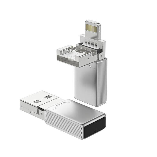 2-in-1 8pin USB Memory Card Reader for Phone/Pad, Silver Optional