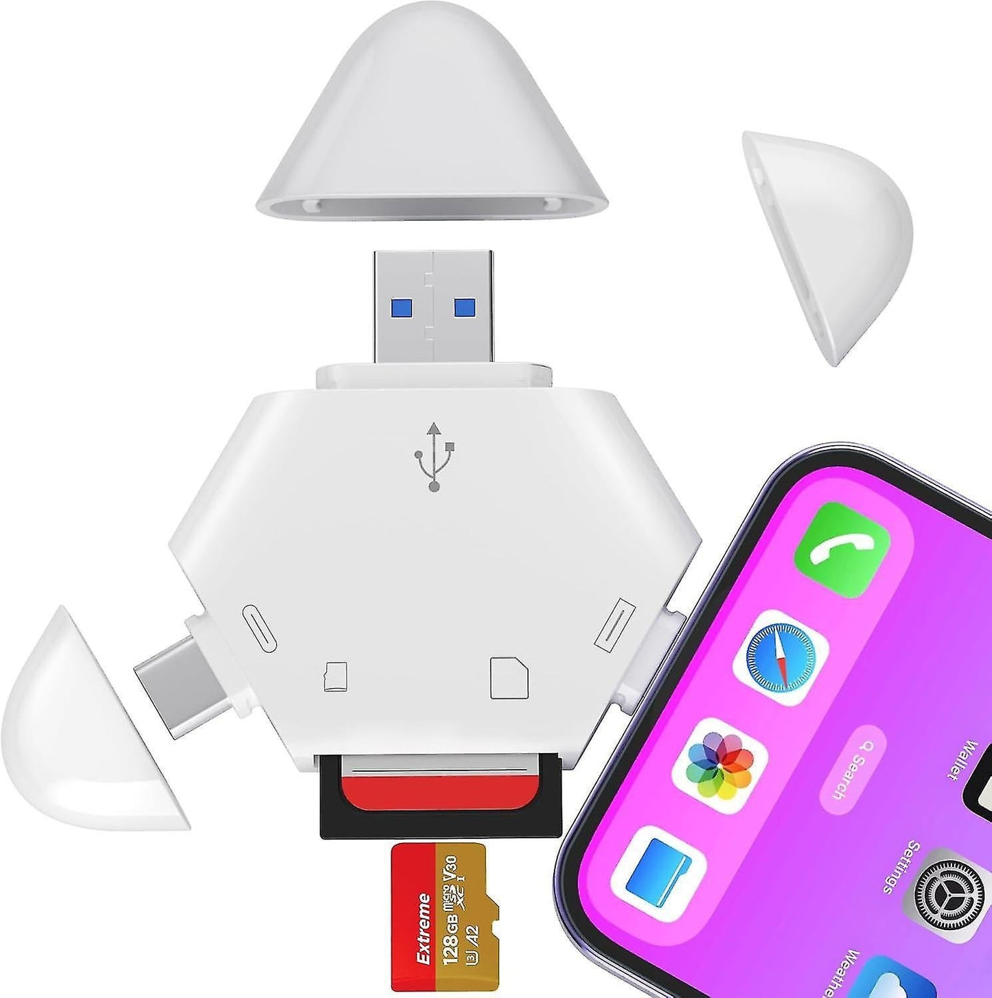 SD Card Reader for iPhone, USB Type-C Triangle TF Memory Adapter