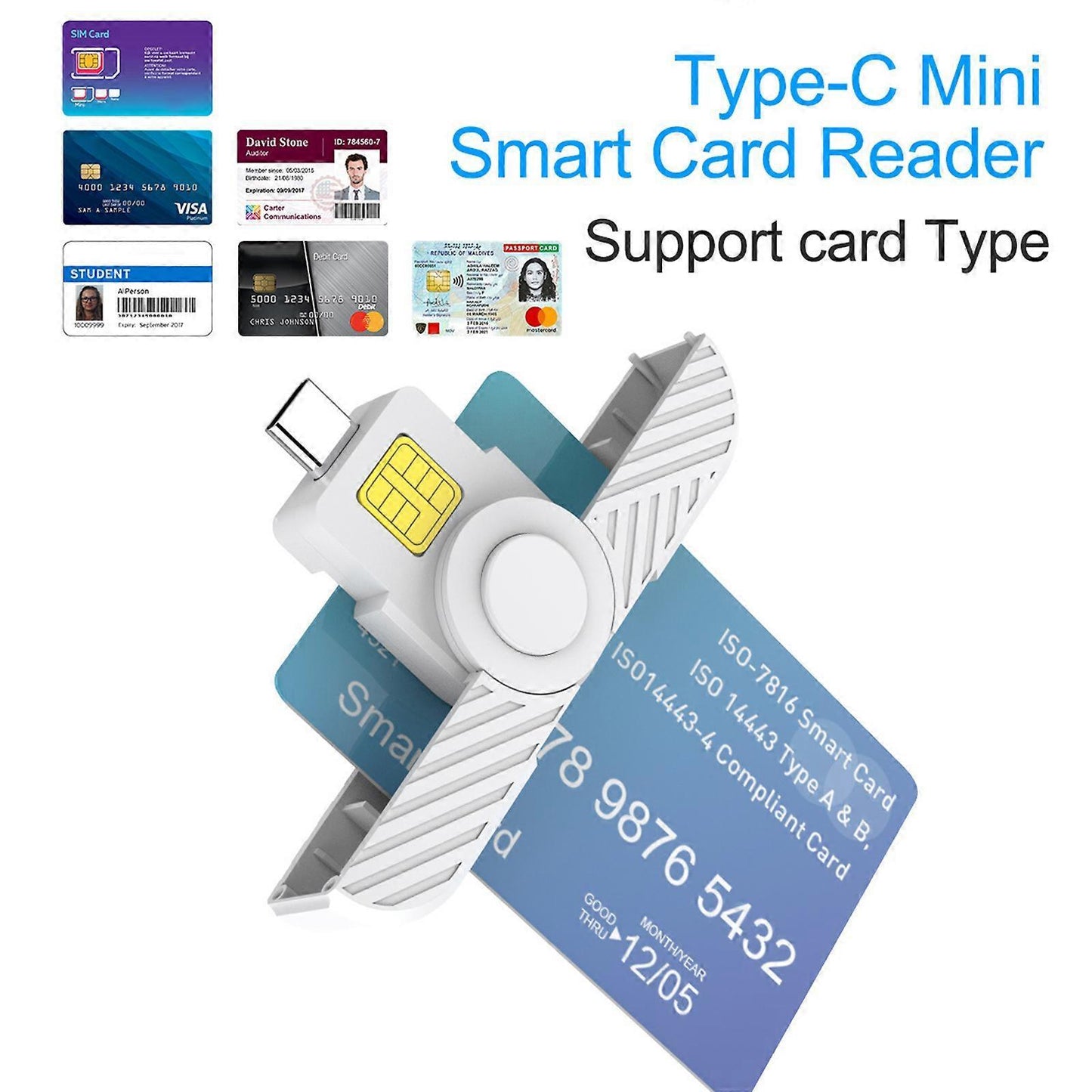 USB C Card Reader, Foldable DOD CAC Bank Chip Card Reader