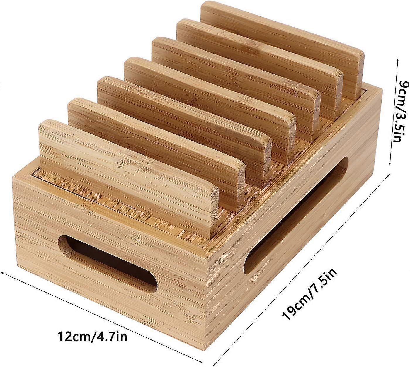 Bamboo Charging Station for Multiple Devices, Wood Organizer Dock