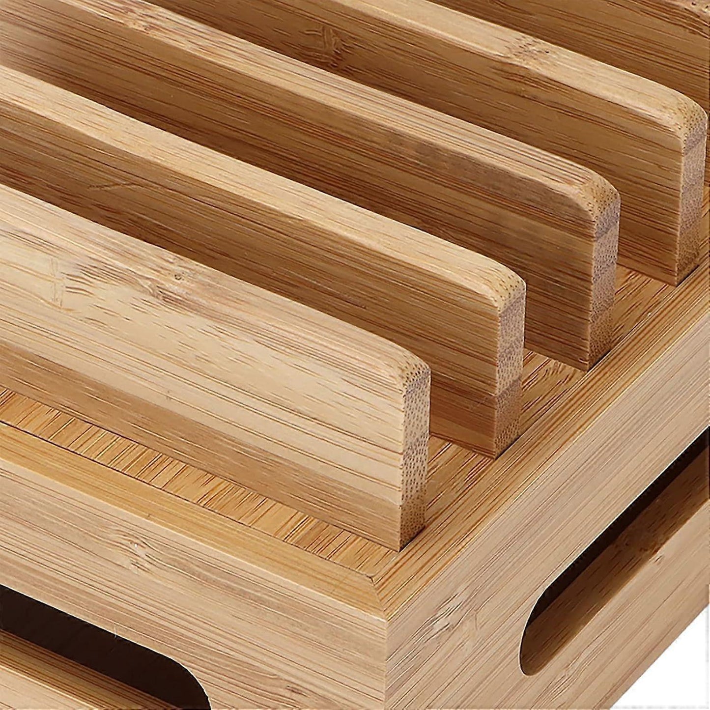 Bamboo Charging Station for Multiple Devices, Wood Organizer Dock