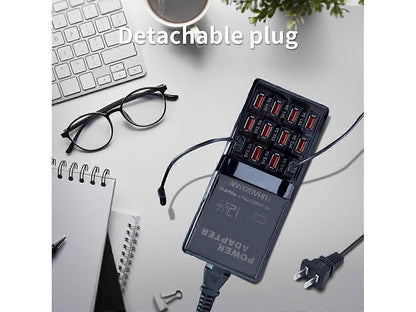 60W 12-Port USB Charging Station for Multiple Devices, Apple & More