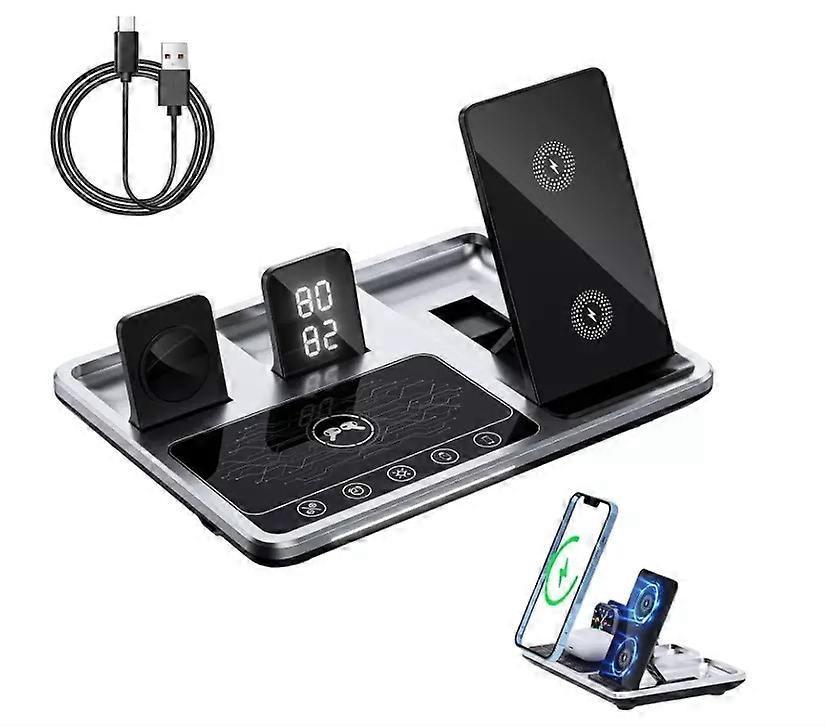 Zureze 4-in-1 Clock Wireless Charger Stand