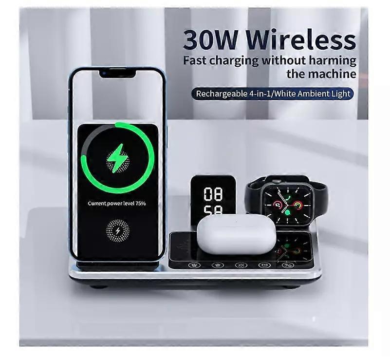 Zureze 4-in-1 Clock Wireless Charger Stand