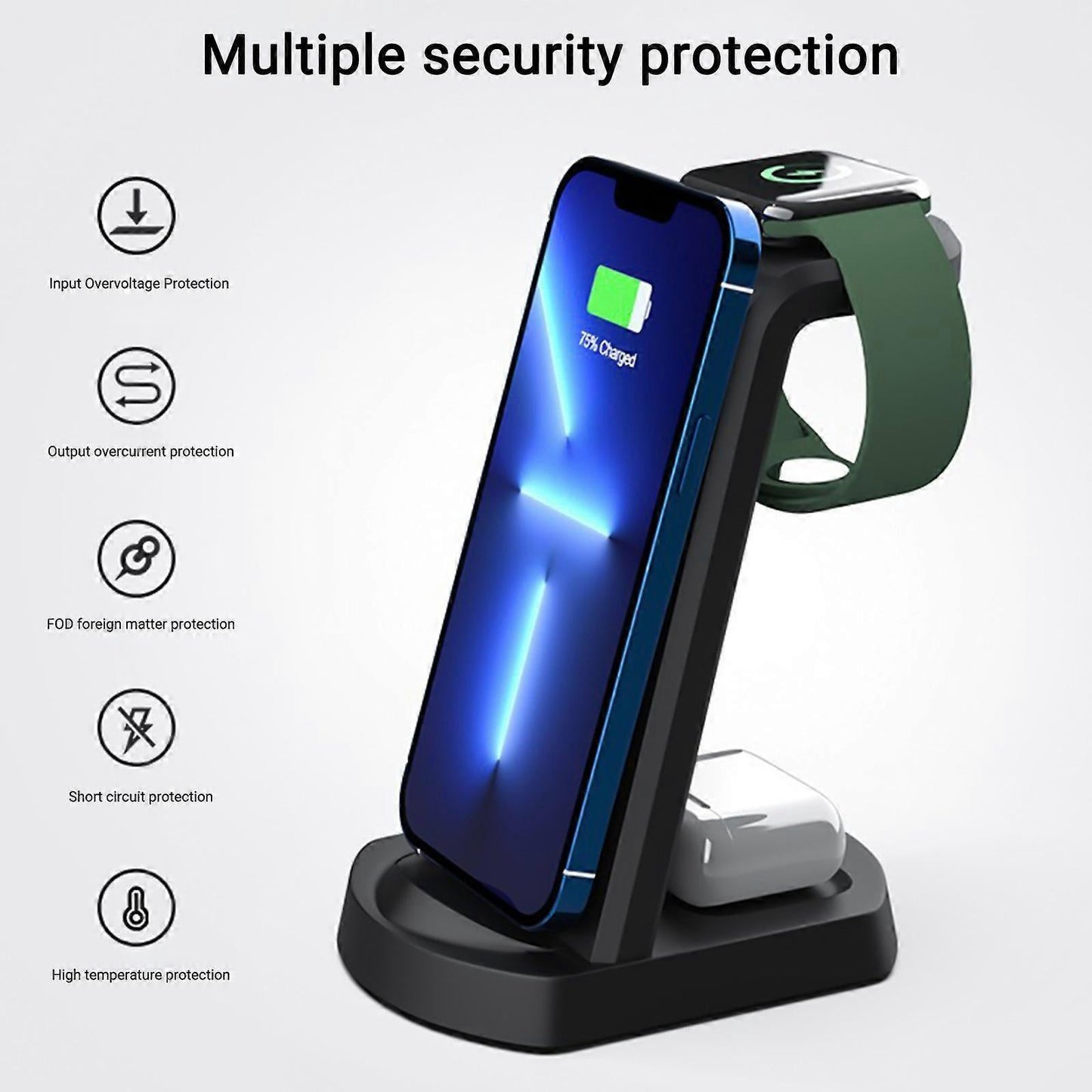 15W 3-in-1 Wireless Charging Station for iOS & Android Devices