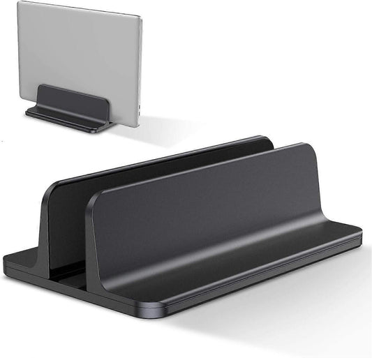Vertical Aluminum Laptop Stand, Adjustable Desk Holder, Black