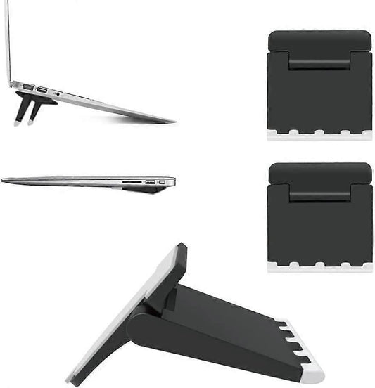 Set of 2 Mini Black Laptop Stands, Invisible Foldable Lightweight Holder for Laptop/Tablet