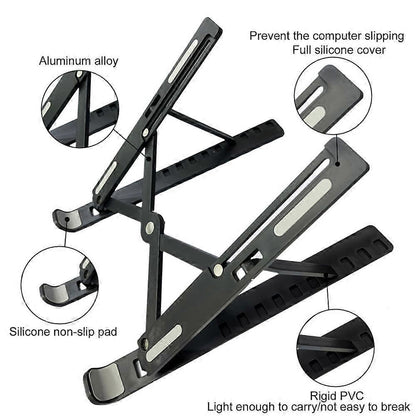 Foldable Adjustable ABS Laptop Stand, Ergonomic Tablet/Computer Holder