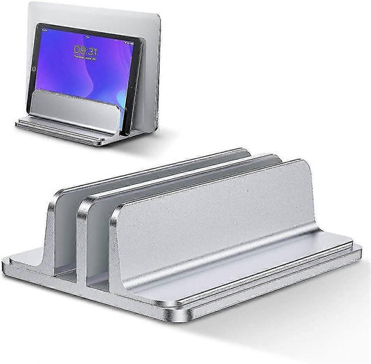 Double Vertical Aluminum Laptop Stand, Adjustable Desk Holder