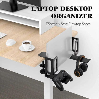 Vertical Laptop Stand, Desk Side Mount Holder, Black