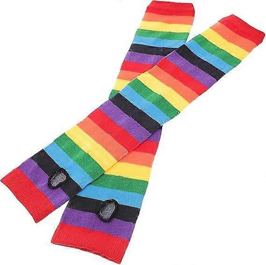 Rainbow Stripe Cooling Arm Sleeves UV Protection Sunblock Running