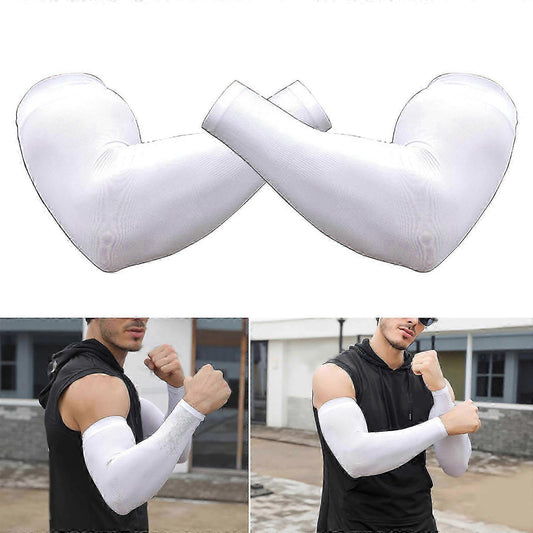 Large Size Cooling Arm Sleeves UV Protection Fishing Sports White