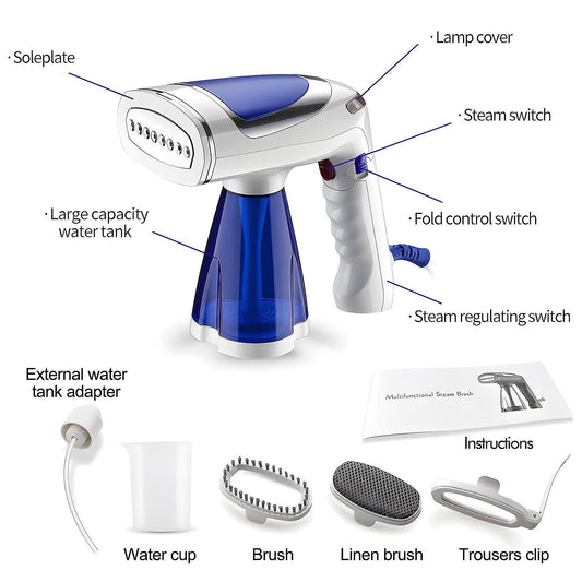 1600W Foldable Handheld Steamer for Clothes 40s Heat Up Wrinkle Remover with Brush