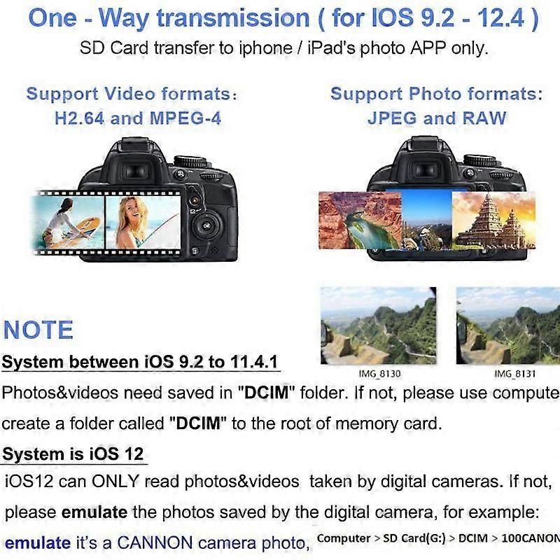 ZS-KL21810 8-Pin to SD Card Reader Adapter for iOS Devices