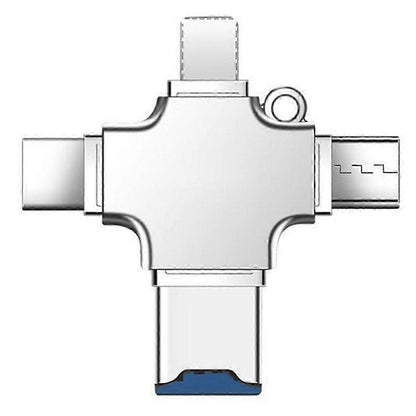 4-in-1 Memory Card Reader: Type-C OTG for iPhone/Laptop/PC, iOS & USB-A