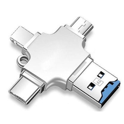 4-in-1 Memory Card Reader: Type-C OTG for iPhone/Laptop/PC, iOS & USB-A