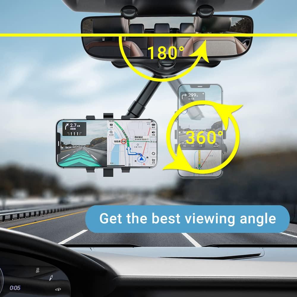 360 Rotatable and Retractable Car Phone Holder Multifunctional Rearview Mirror Phone Holder Universal Phone Mount