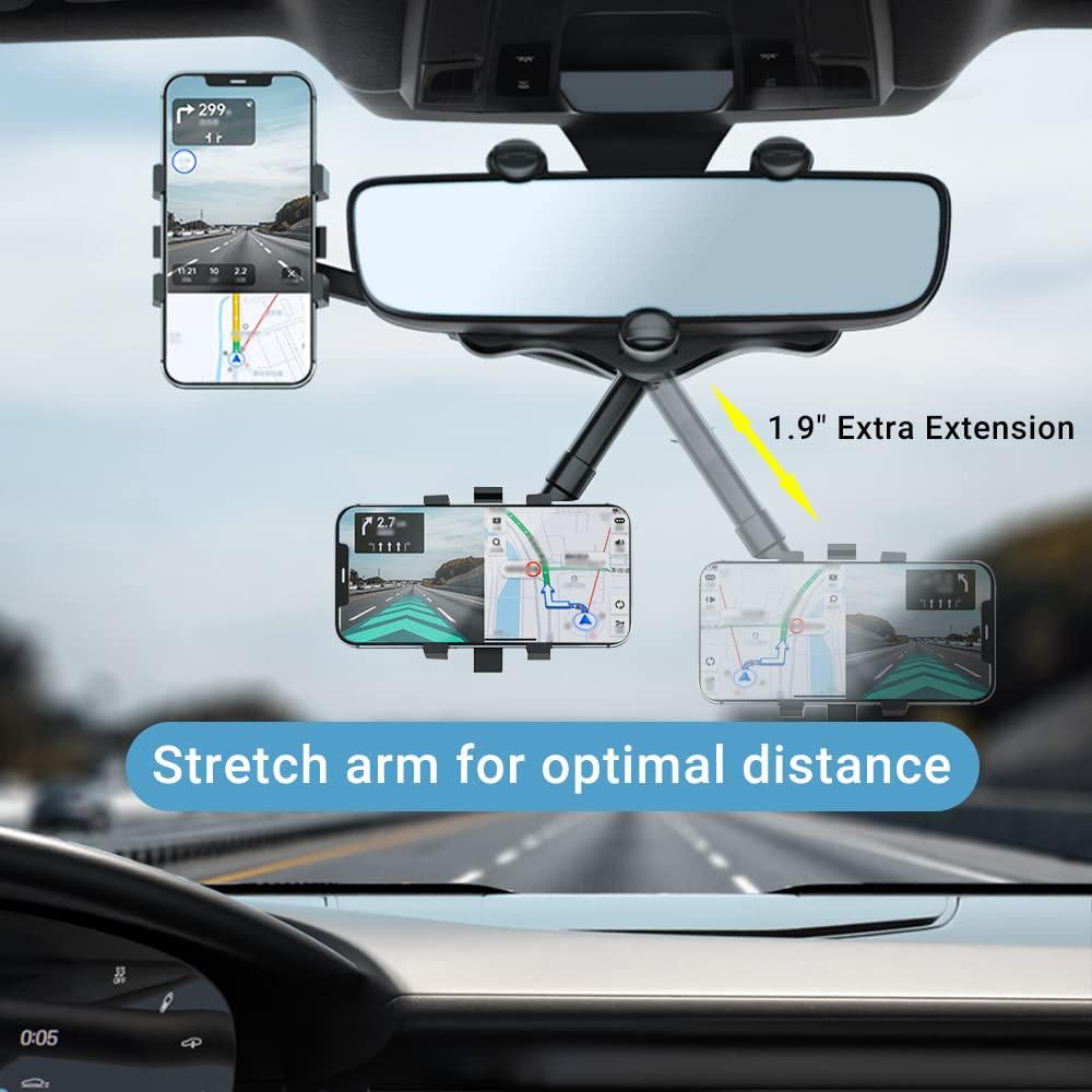 360 Rotatable and Retractable Car Phone Holder Multifunctional Rearview Mirror Phone Holder Universal Phone Mount
