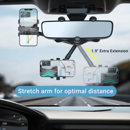 360 Rotatable and Retractable Car Phone Holder Multifunctional Rearview Mirror Phone Holder Universal Phone Mount