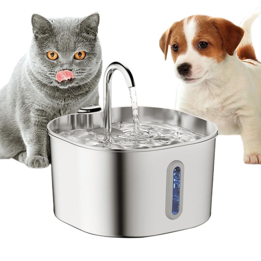 USB 2.2L Stainless Steel Pet Water Fountain for Cats and Small Dogs
