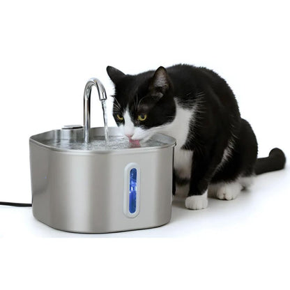 USB 2.2L Stainless Steel Pet Water Fountain for Cats and Small Dogs