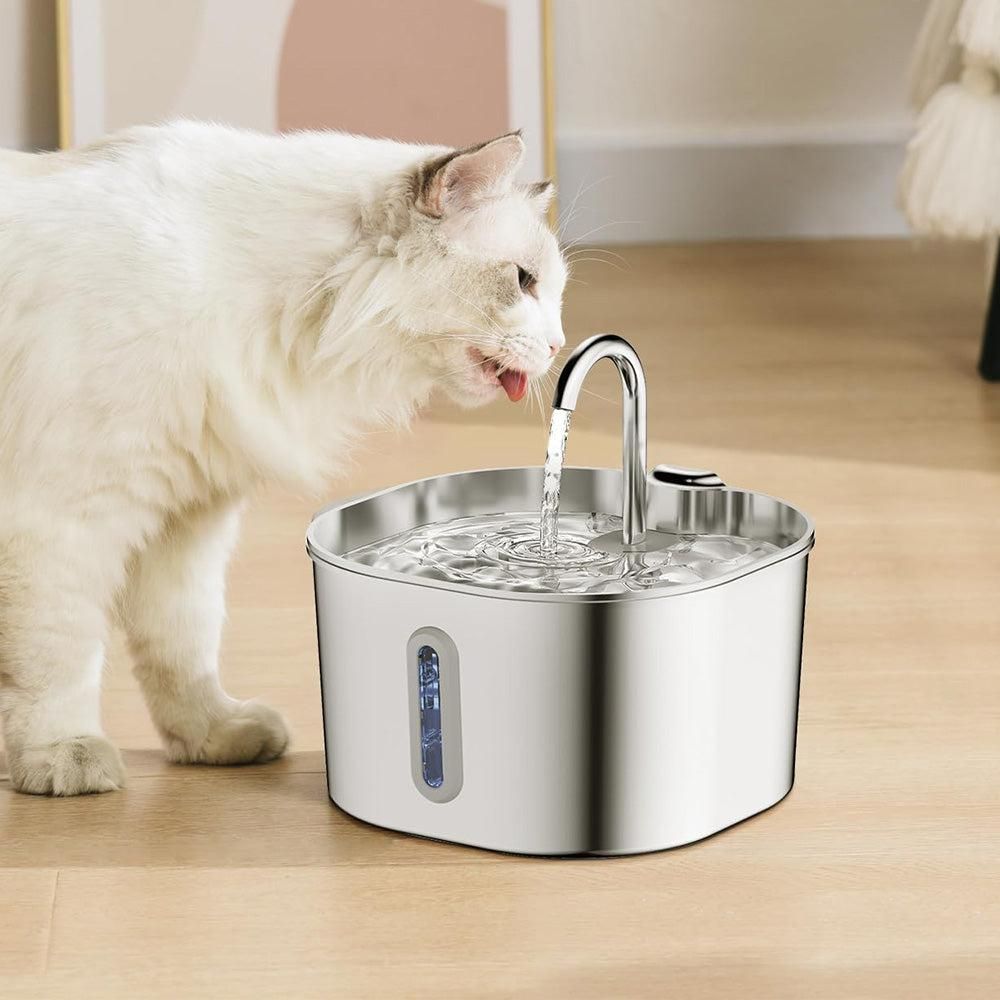 USB 2.2L Stainless Steel Pet Water Fountain for Cats and Small Dogs