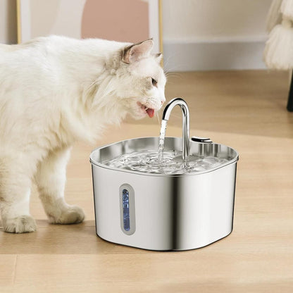 USB 2.2L Stainless Steel Pet Water Fountain for Cats and Small Dogs