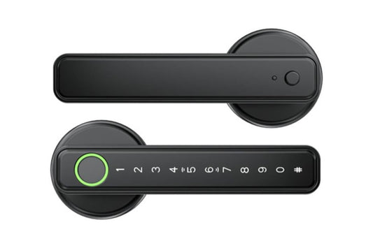 5 in 1 Smart Door Lock Fingerprint Door Knob with IC Cards and Backup Keys - Black