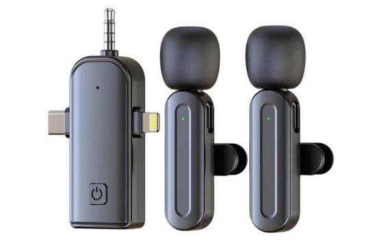 2.4G Wireless Lavalier Microphones for iPhone Android USB-C Lightning Plug Play
